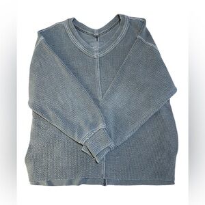 Aerie Gray Ribbed Crew Neck Sweater